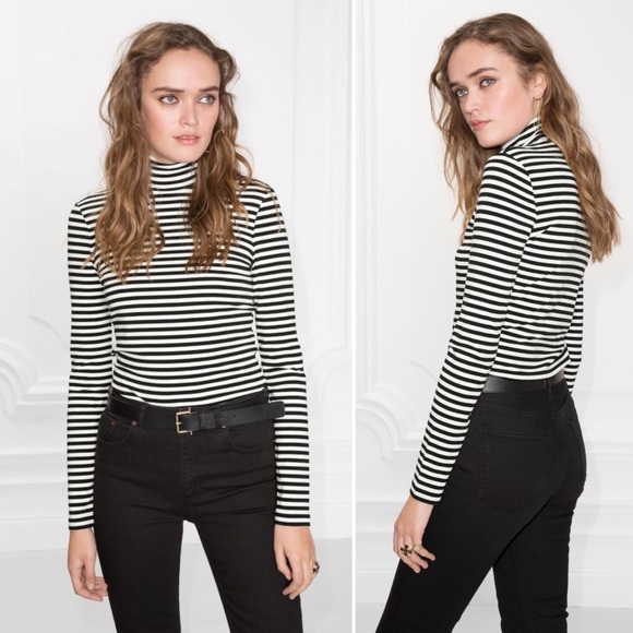 & Other Stories Striped Jersey Turtleneck - Picture 2 of 4
